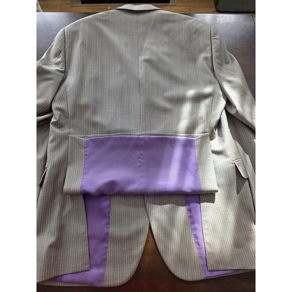 Earvin Magic Johnson 42R 36 Gray Striped Mens Jacket Pants Suit - Picture 11 of 16